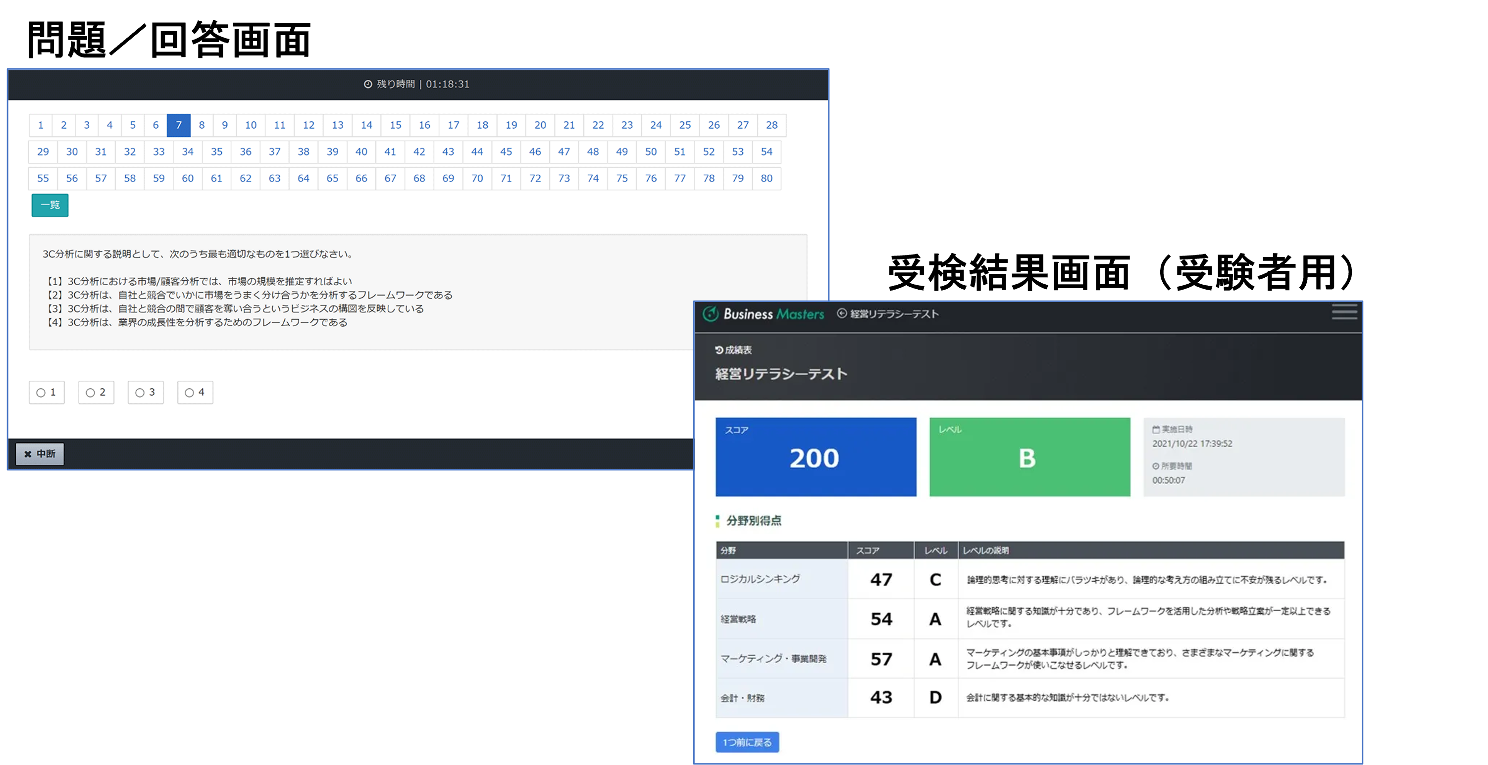 経営リテラシーテスト画面イメージ