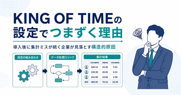 KING OF TIMEの設定でつまずく理由｜導入後に集計ミスが続く企業が見落とす構造的原因記事のアイキャッチ